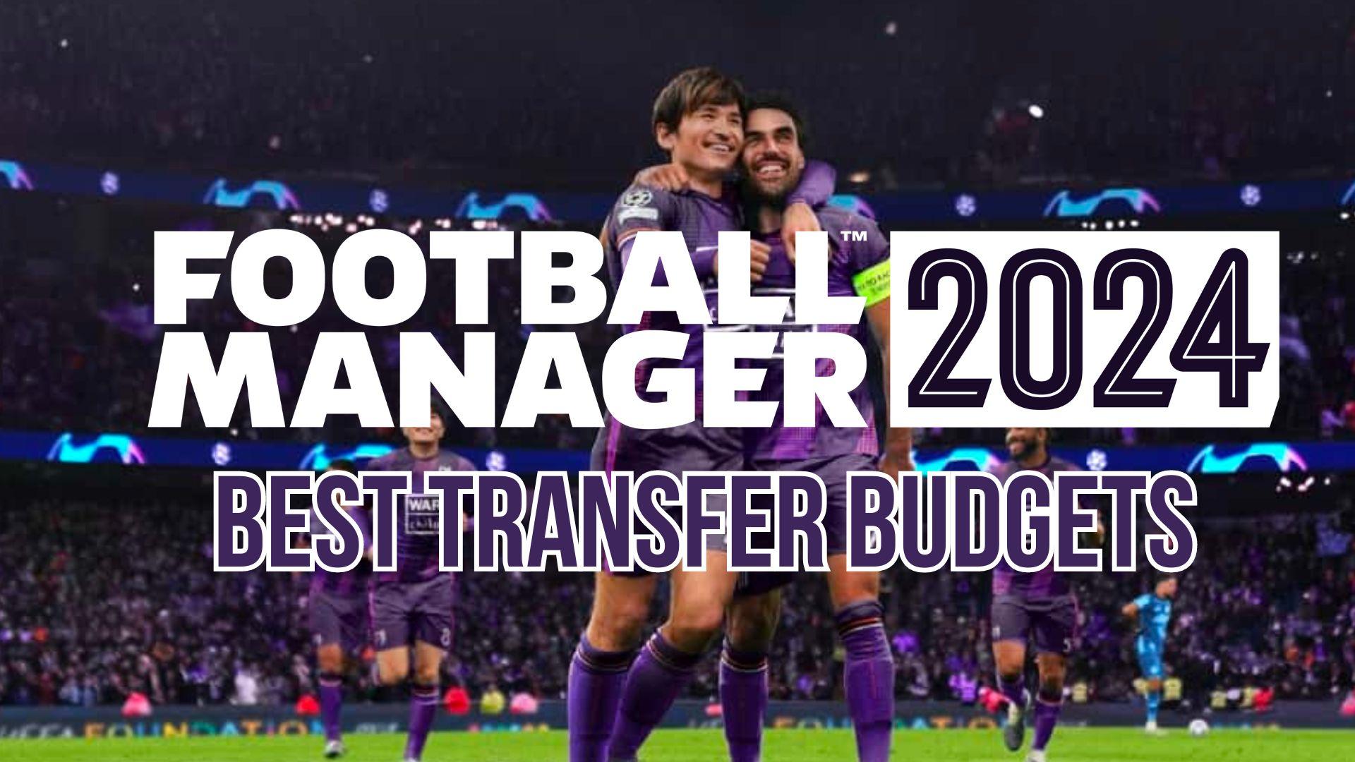 Football Manager 24 logo with players in background and text