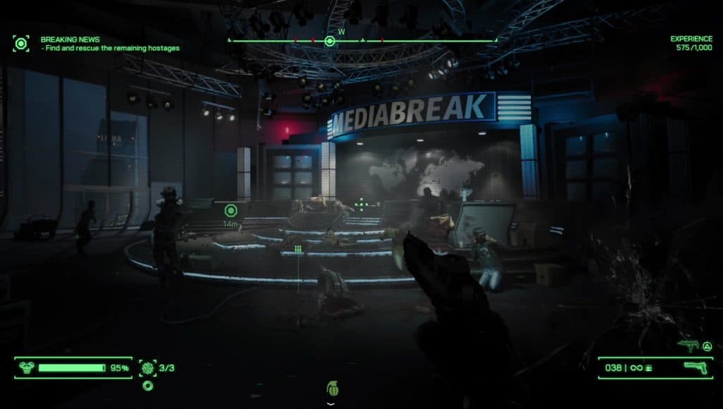 RoboCop: Rogue City shootout on the MediaBreak set