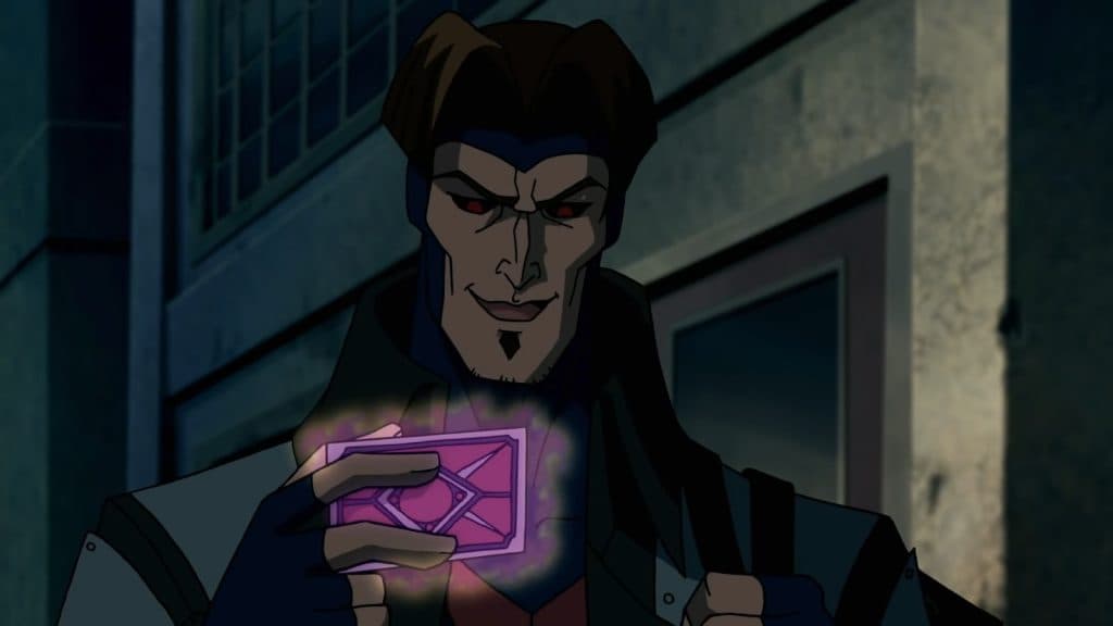 Gambit charging a card in Wolverine & The X-Men