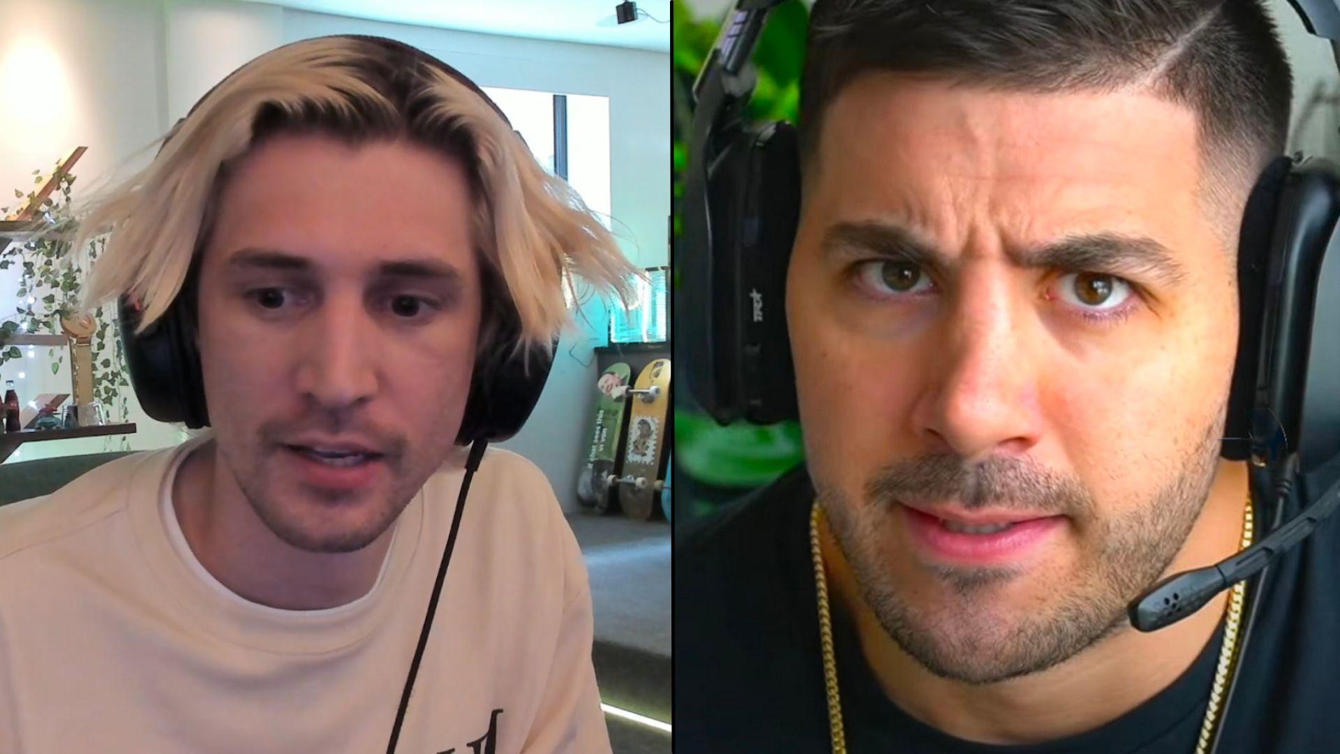 xQc and Nickmercs side by side on stream looking at camera and talking
