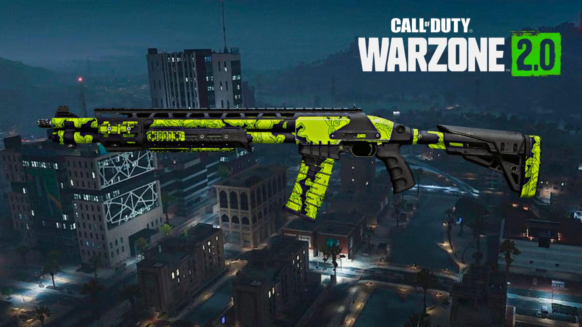 Bryson 800 shotgun in Warzone with green skin over nighttime map