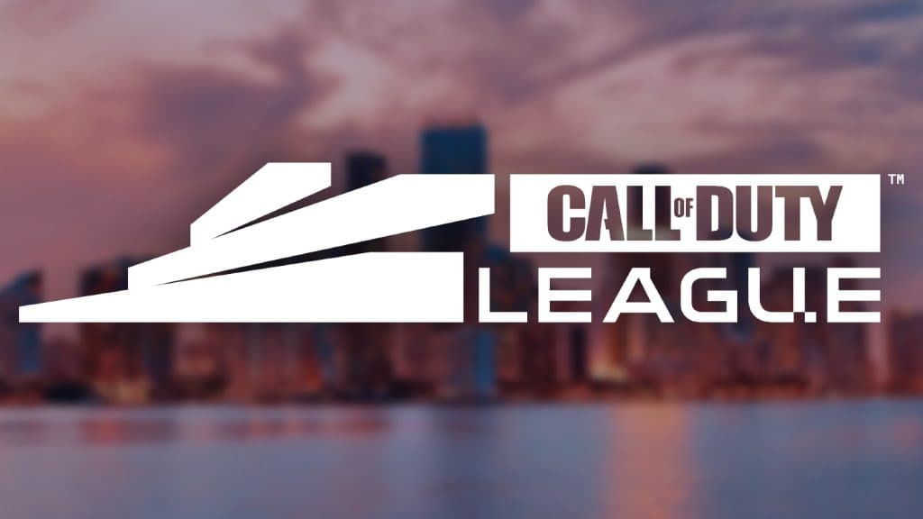 Call of Duty League logo on background of Miami buildings