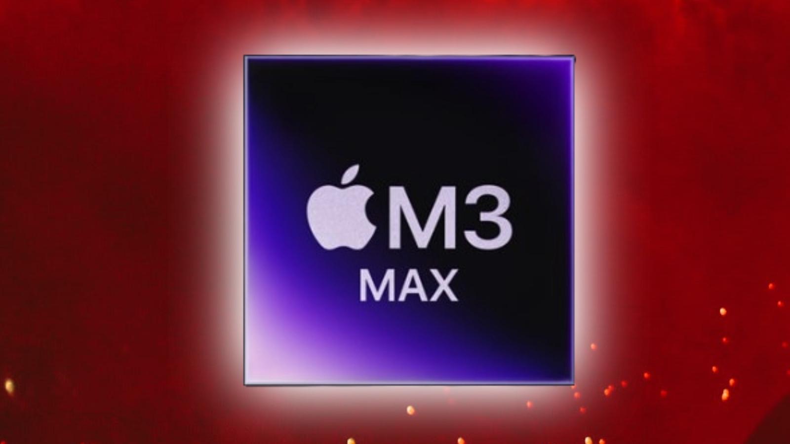 Apple M3 Max with outer glow and red background