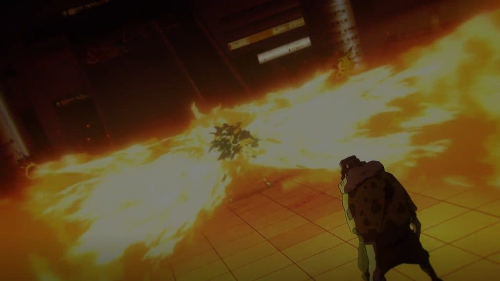 An image of Jogo burning Naobito in Jujutsu Kaisen