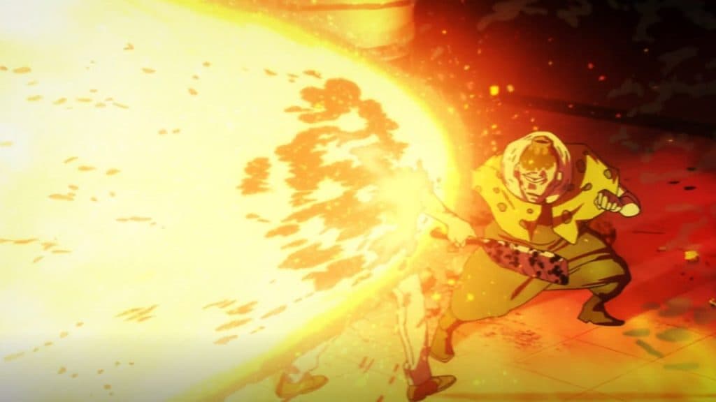 An image of Jogo burning Nanami in Jujutsu Kaisen