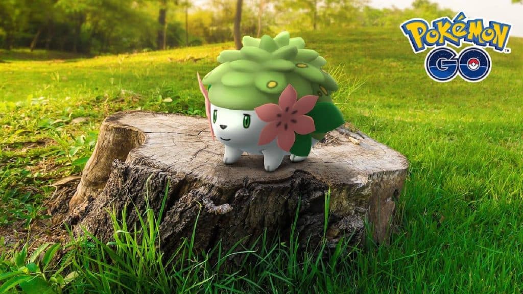 Key art for Pokemon Go shows the Pokemon Shaymin in a flowery field