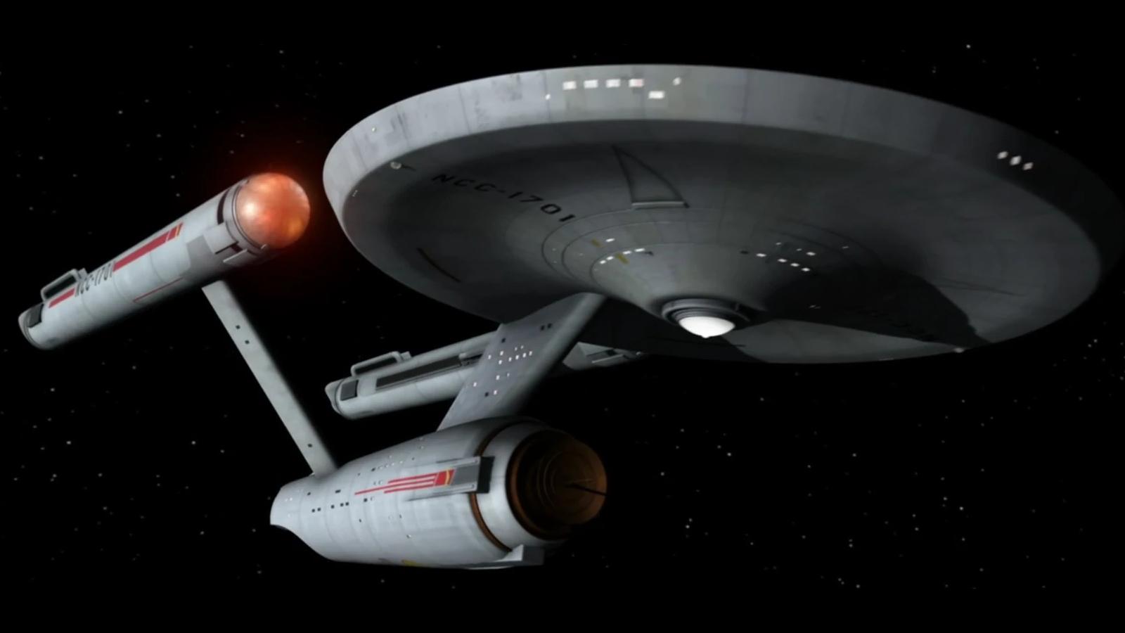 A promotional still of the USS Enterprise (NCC-1701) from Star Trek: The Original Series.