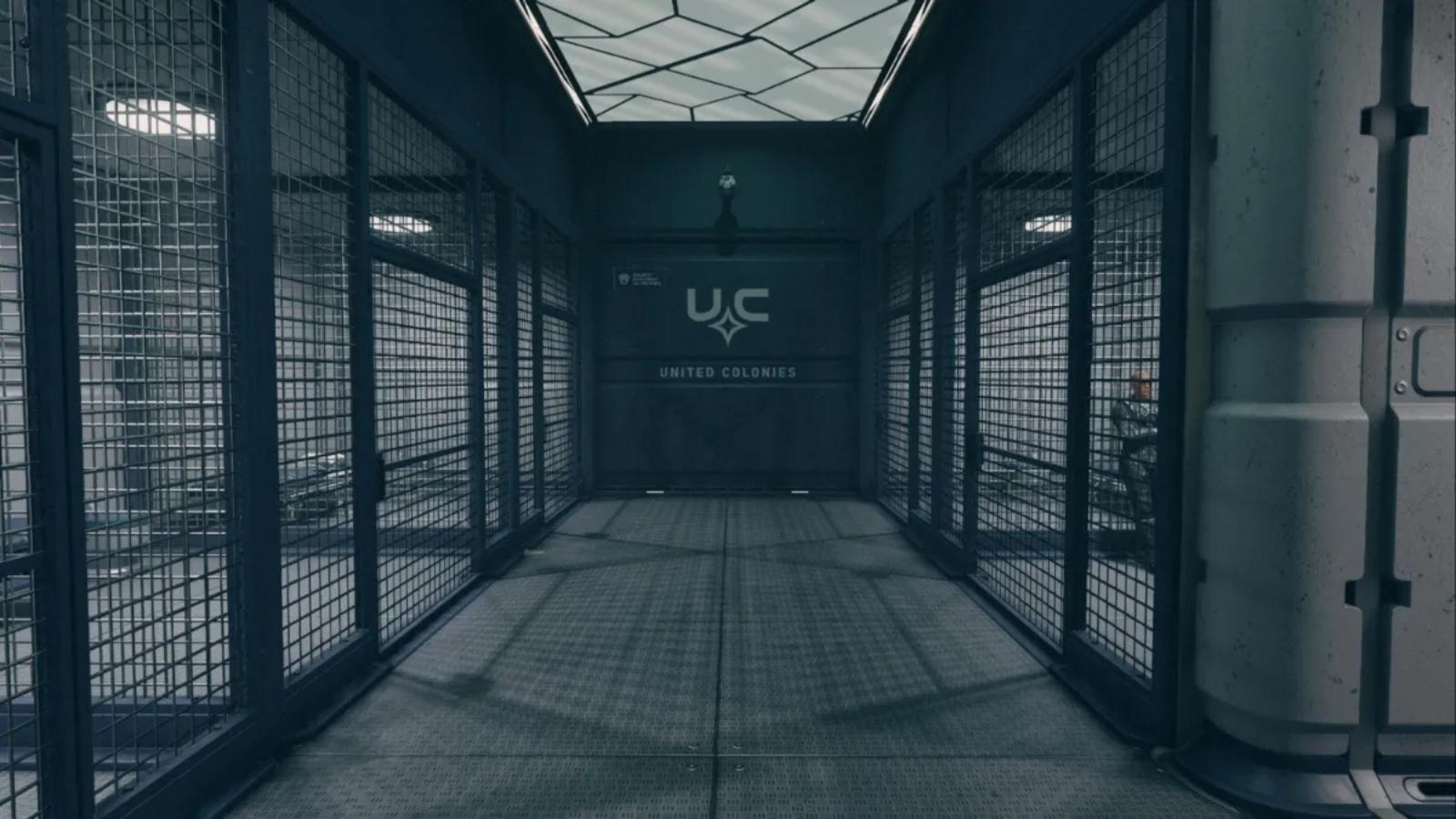 Screenshot of United Colonies jail in Starfield