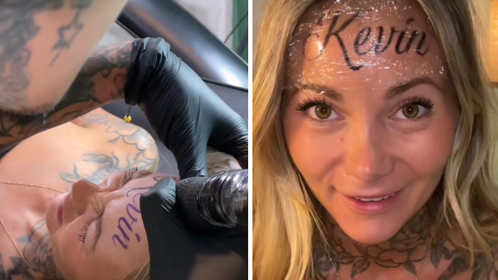 tiktok doesn't believe that a woman tattooed her boyfriend's name on her face
