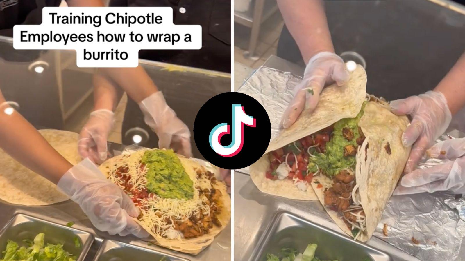 Chipotle customer divides viewers after "training" employees how to wrap burrito