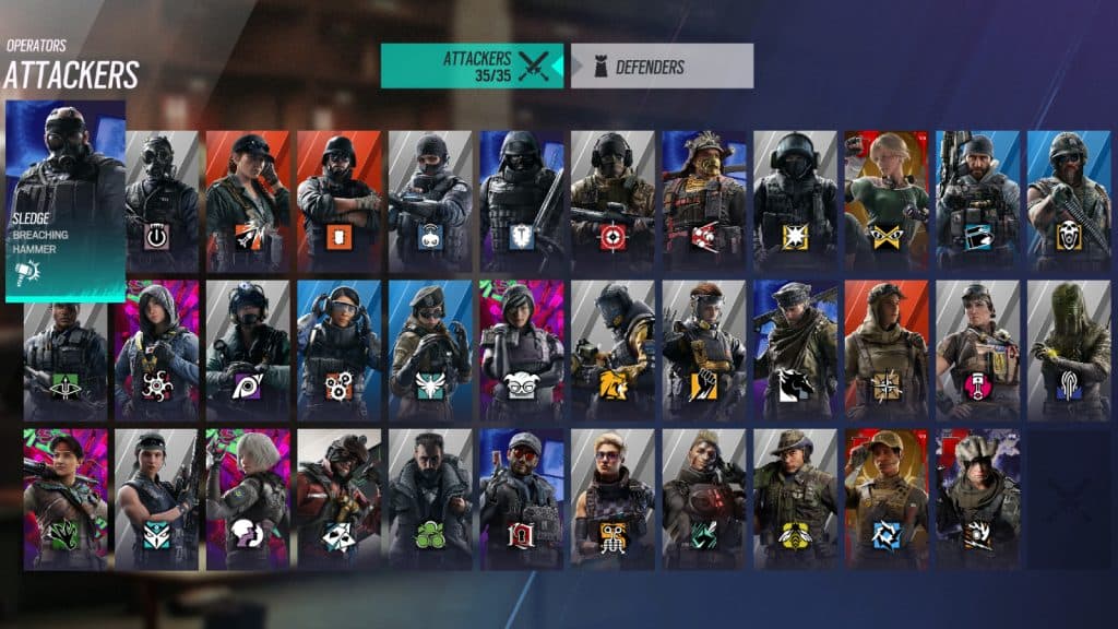 an image of all Attackers in Rainbow Six Siege