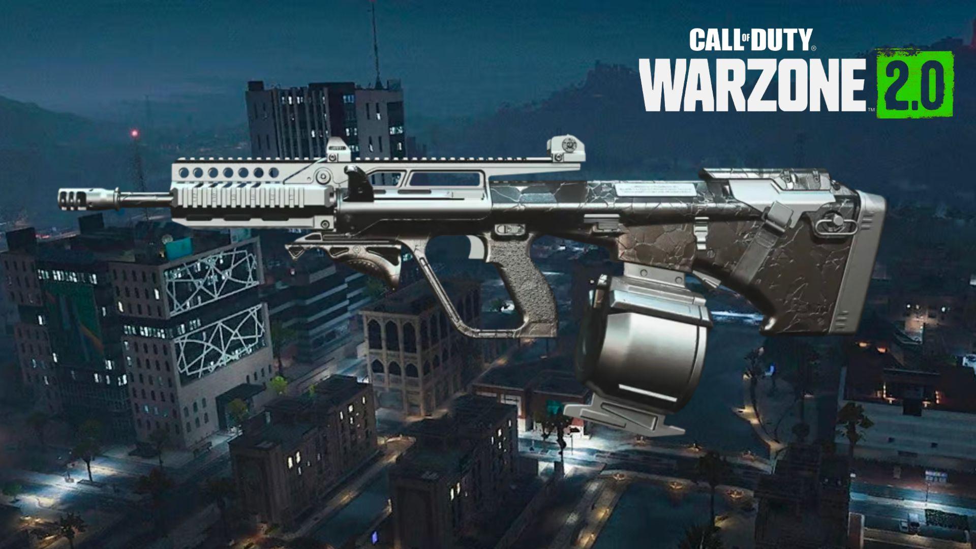 HCR 56 in silver skin on Warzone map at night time