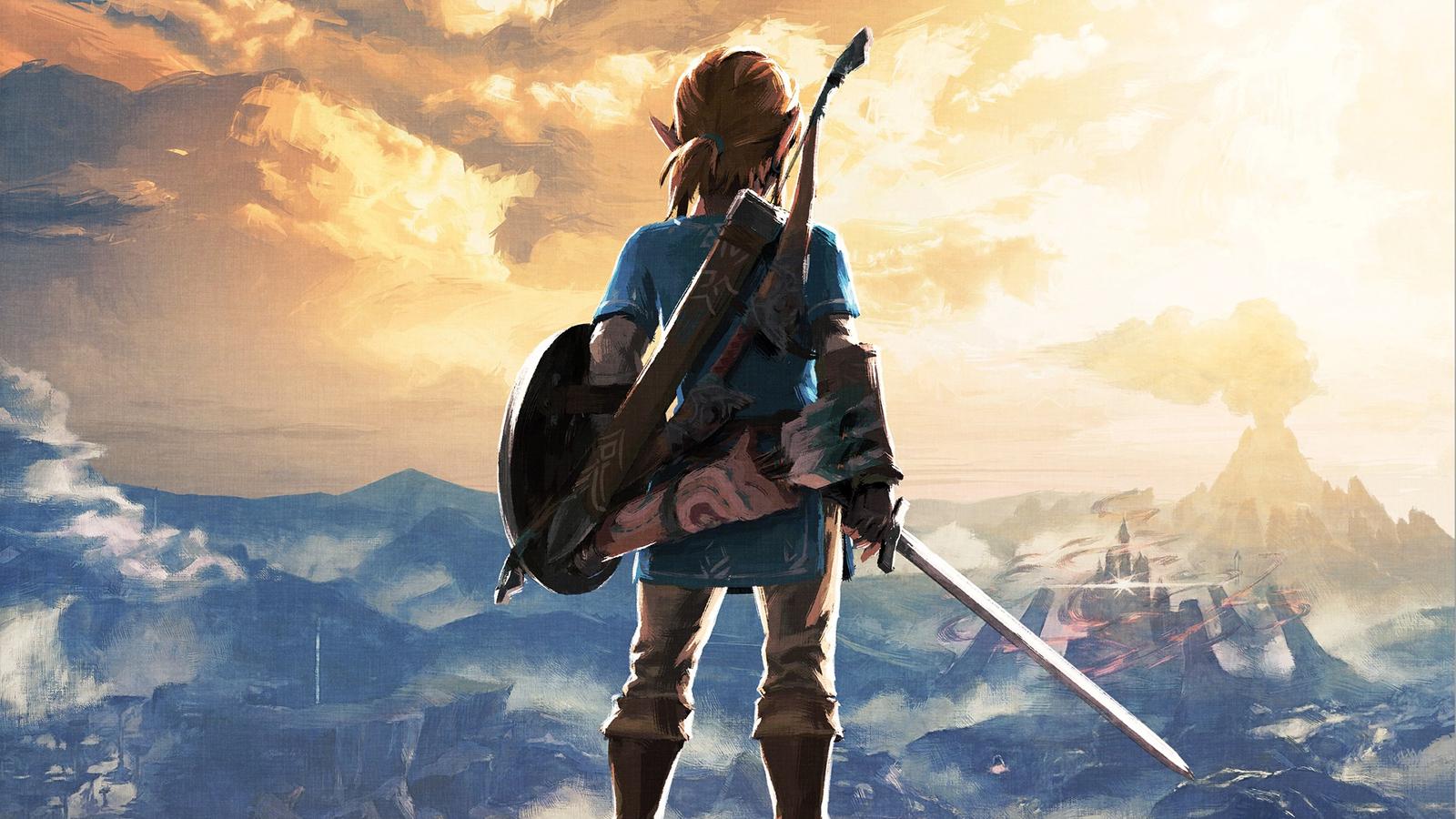 Promotional artwork for The Legend of Zelda: Breath of the Wild featuring Link.