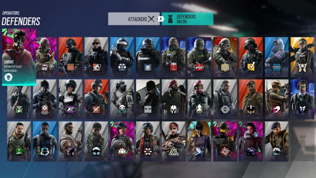 an image of all Defenders in Rainbow Six Siege