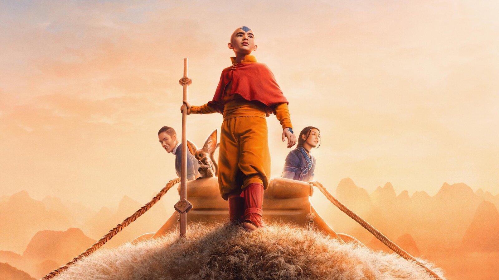 Live action avatar the last airbender poster that includes aang sokka and Katara