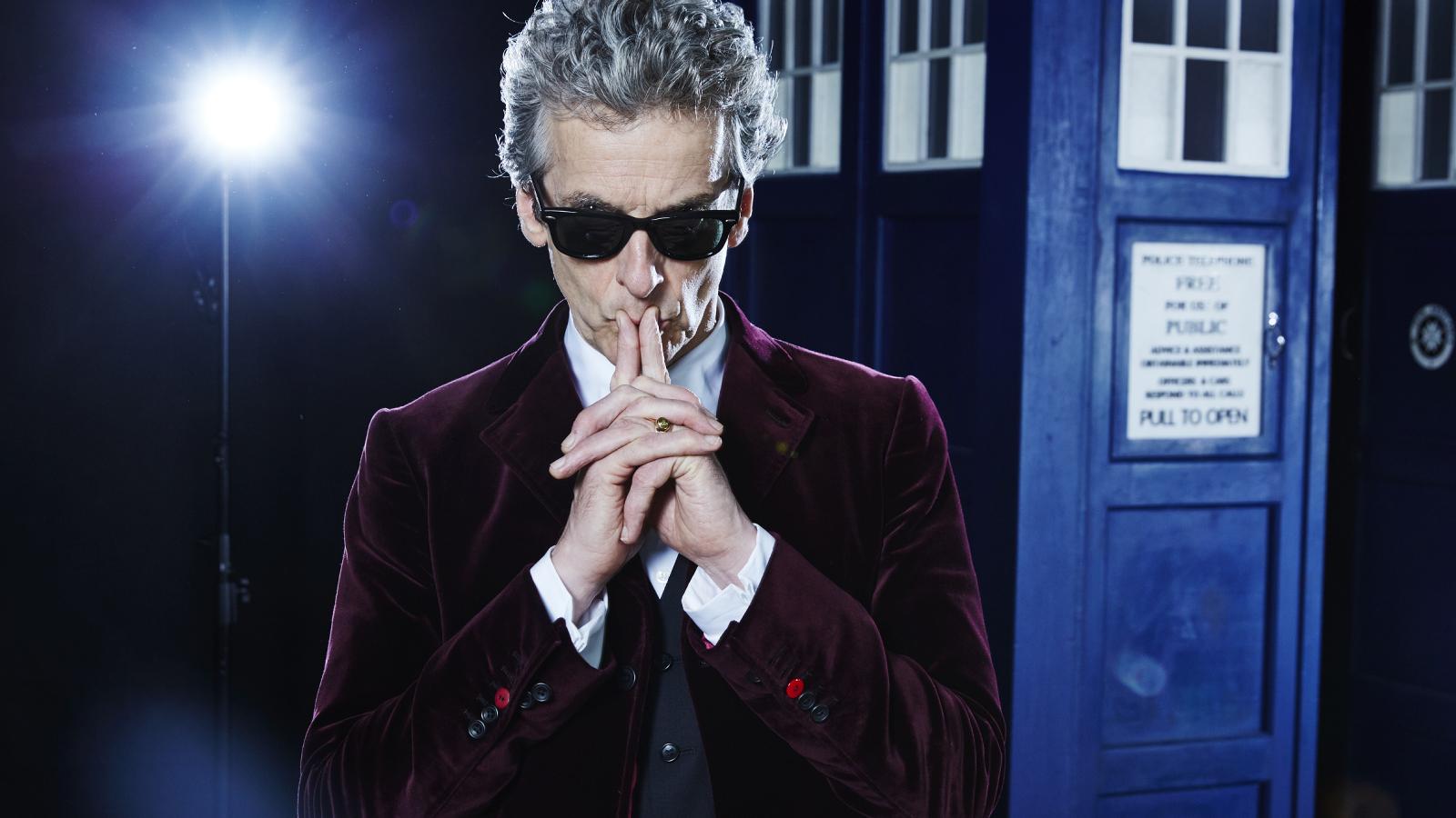 Peter Capaldi as the Twelfth Doctor in a promotional still for Doctor Who.
