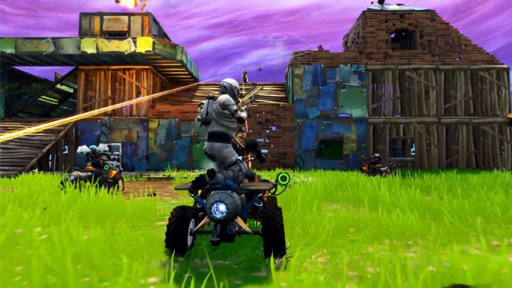an image of a player shooting from a Quadcrasher in Fortnite