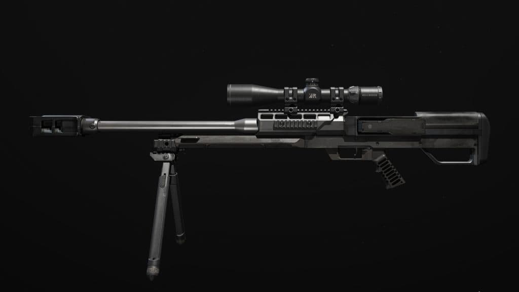 KATT AMR sniper rifle being previewed with no UI in Modern Warfare 3.