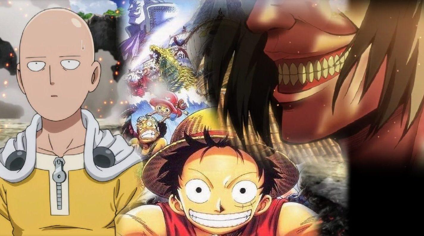 Saitama, Monkey D. Luffy and the smiling Titan