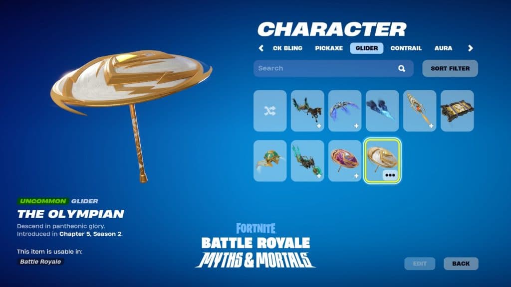 The Olympian glider in Fortnite Chapter 5 Season 2