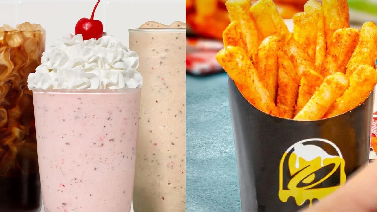 Chick-fil-A peppermint smoothie/ Taco Bell cheese fries
