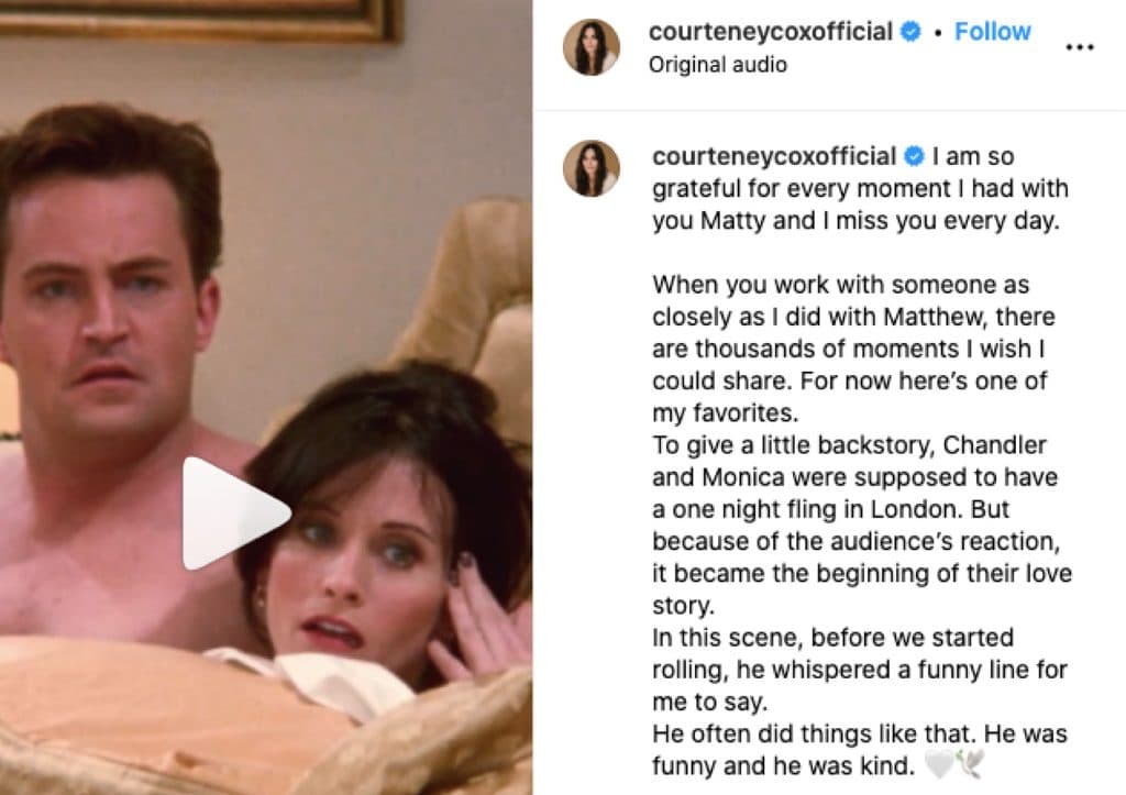 Courteney Cox's tribute to Matthew Perry