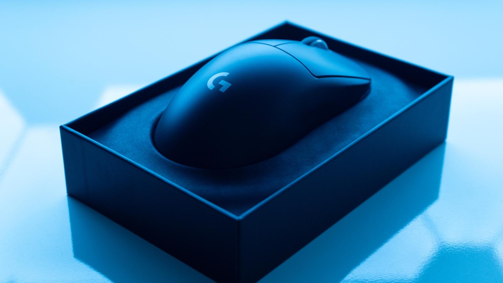 Logitech G Pro X Superlight 2 in black on a blue background