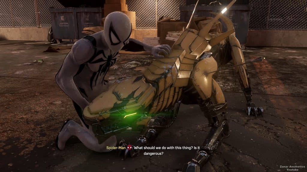 Befriending a robot dog in Spider man 2