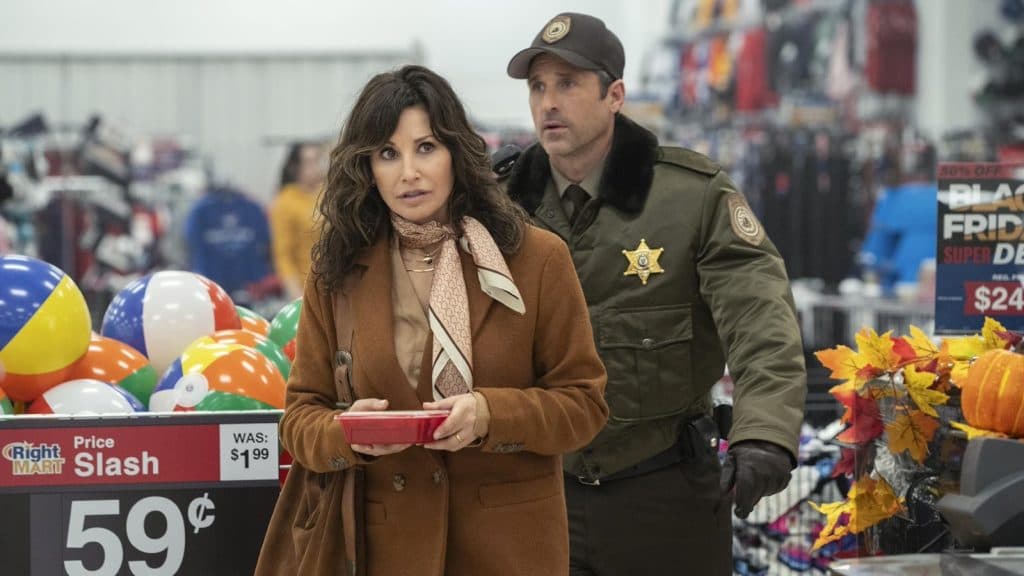 Gina Gershon and Patrick Dempsey in Thanksgiving as Mike's wife and Sheriff Newlon