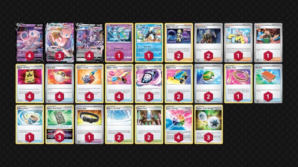 Mew Genesect deck list of Pokemon TCG cards