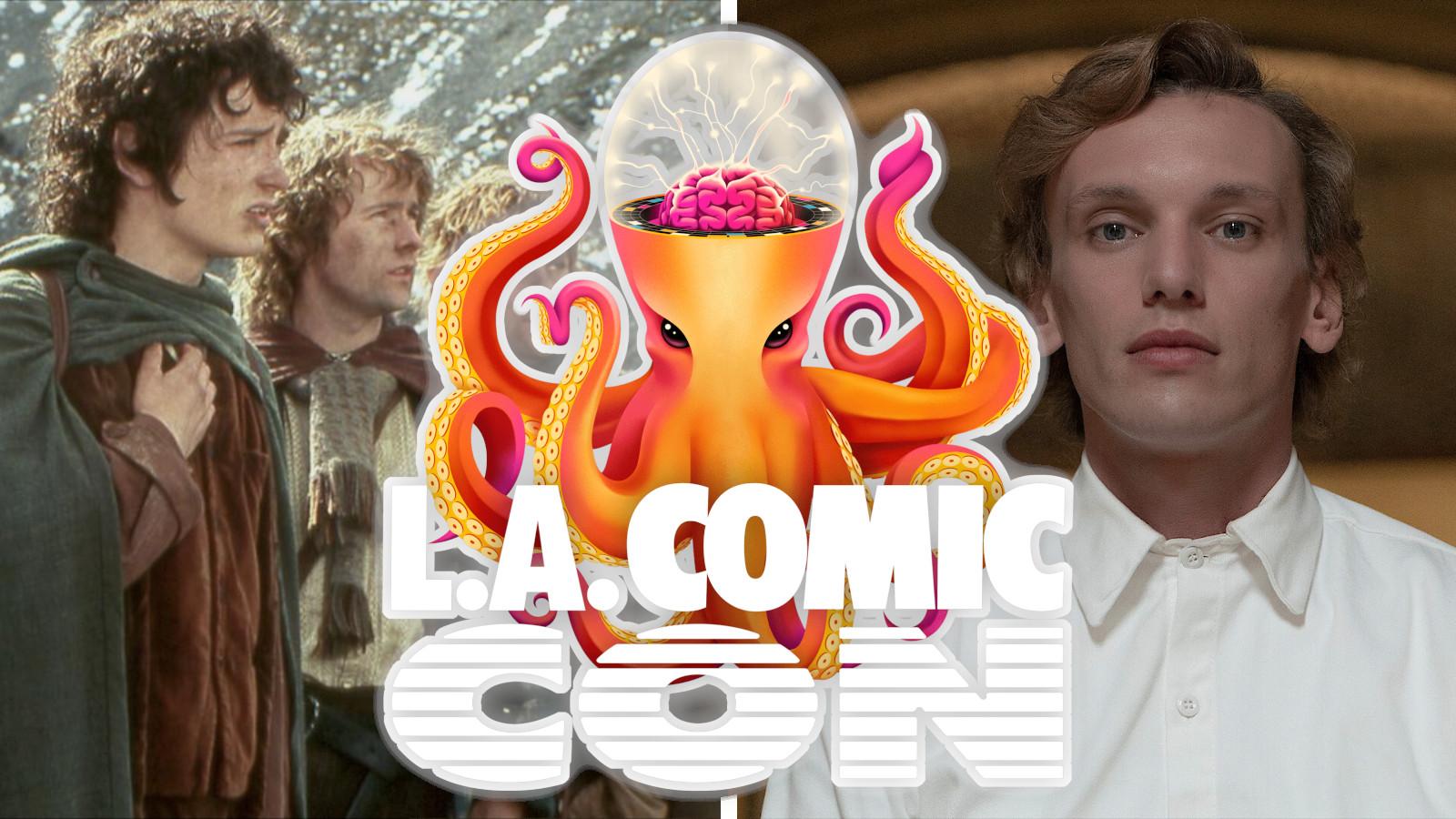 LA Comic Con header with images from The Lord of the Rings and Stranger Things