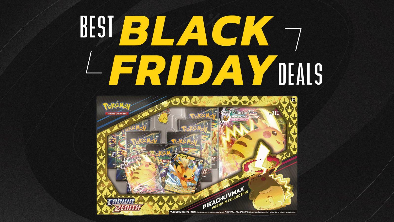 Black Friday Deals banner with a Pokemon Pikachu Vmax box underneath