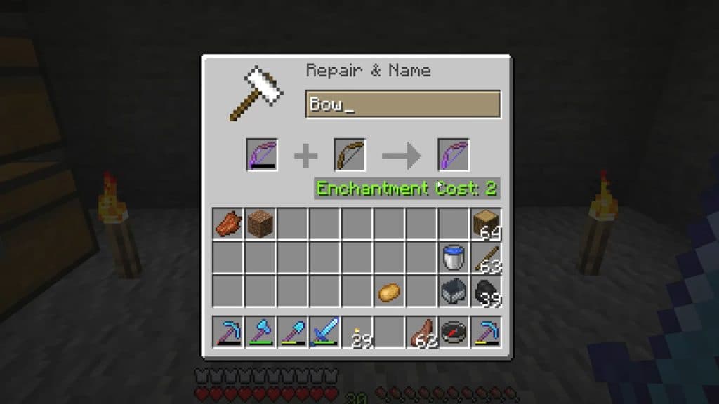 how to repair bow in minecraft