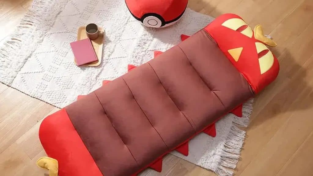 The Sizzlipede Pokemon chair laid out flat