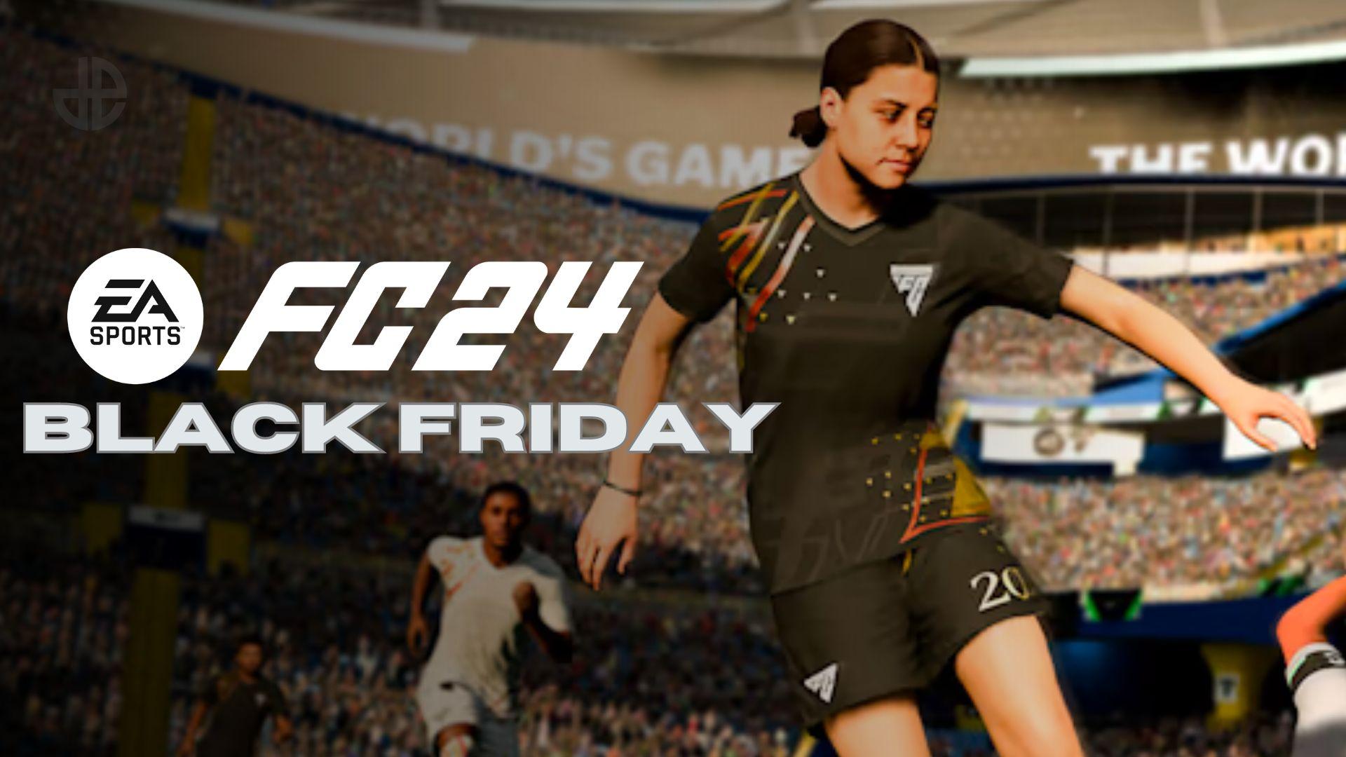 Sam Kerr in black jersey in EA FC 24 next to Black Friday text