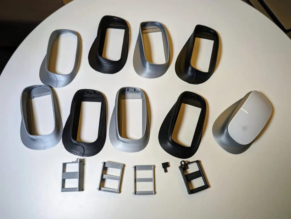 prototypes of 3D printed enclosure of Magic Mouse
