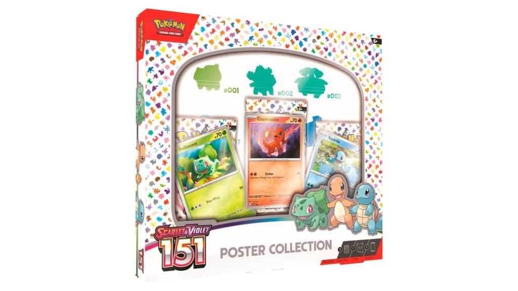 A product shot shows a Pokemon TCG: 151 Poster Collection