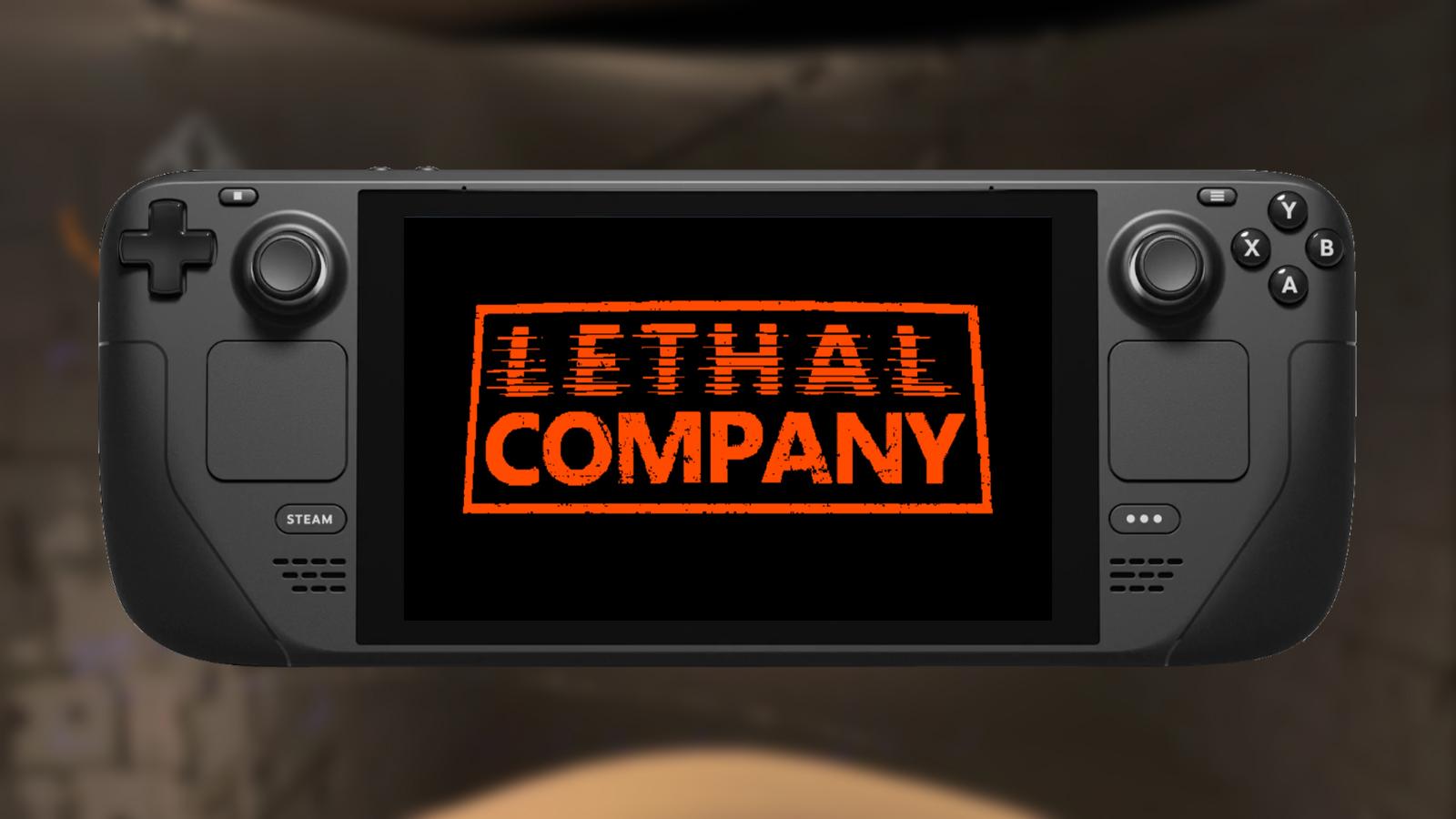 an image of Steam Deck with the Lethal Company logo in the middle