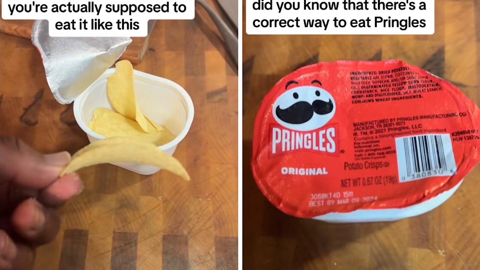 is there a correct way to eat pringles?