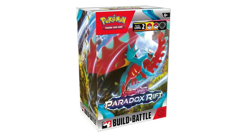 A product shot shows the Pokemon TCG Paradox Rift Build and Batle Deck