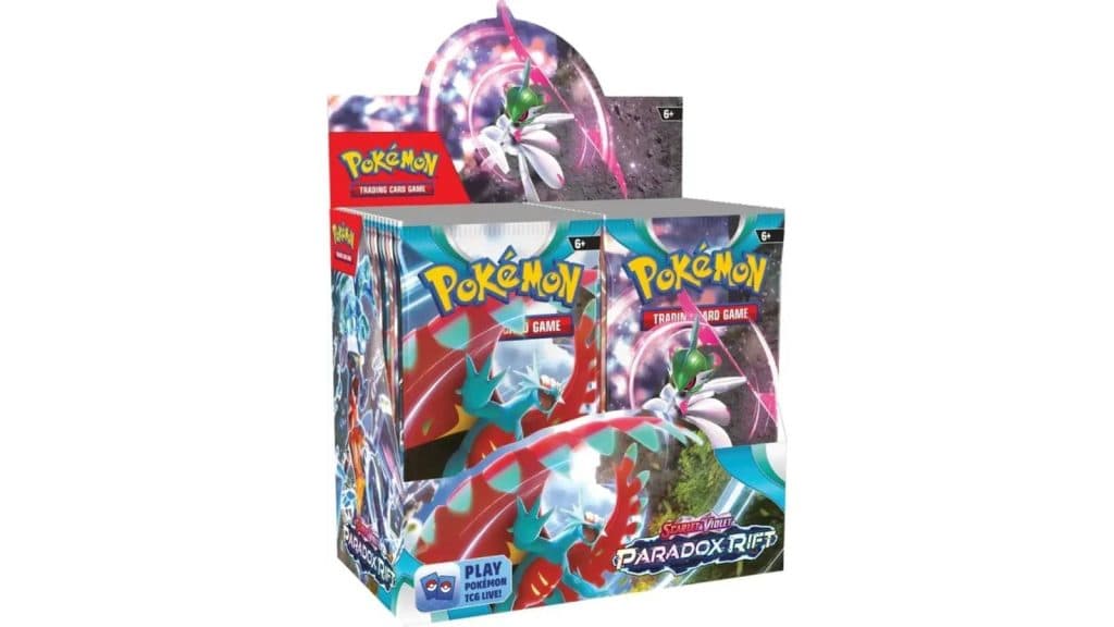 A product shot shows the Pokemon TCG Paradox Rift Booster Bundle