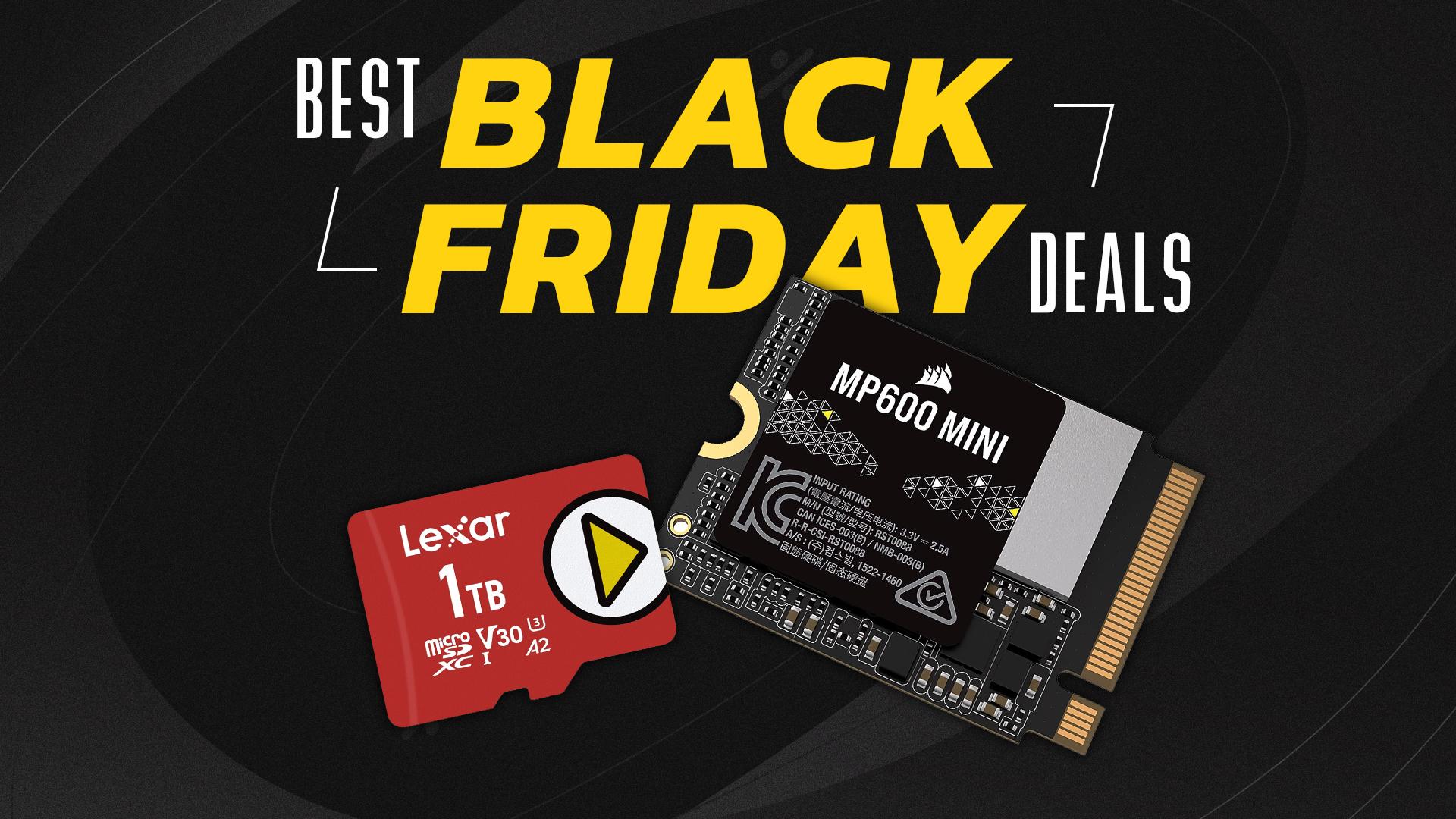 ssd and microsd on black friday branded background