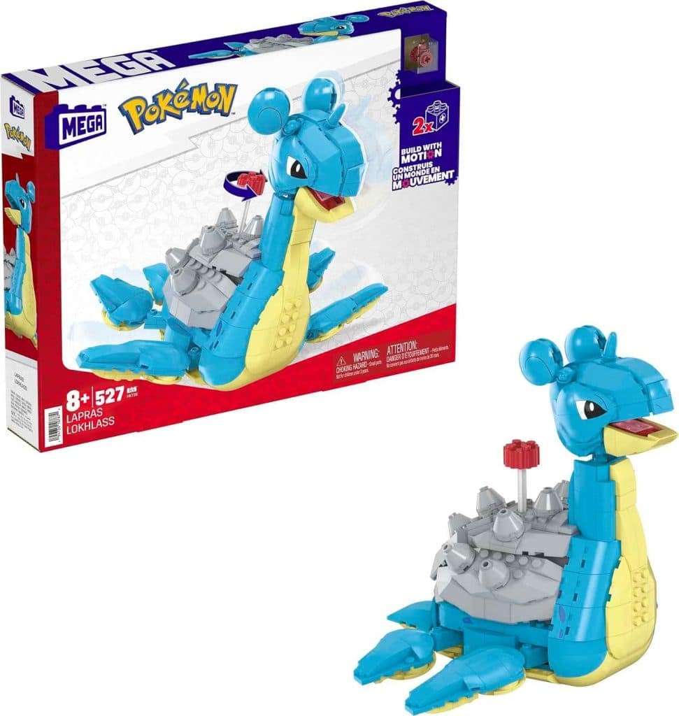 Pokemon MEGA Construx Lapras buildable figurine with a crank to move its arms and limbs