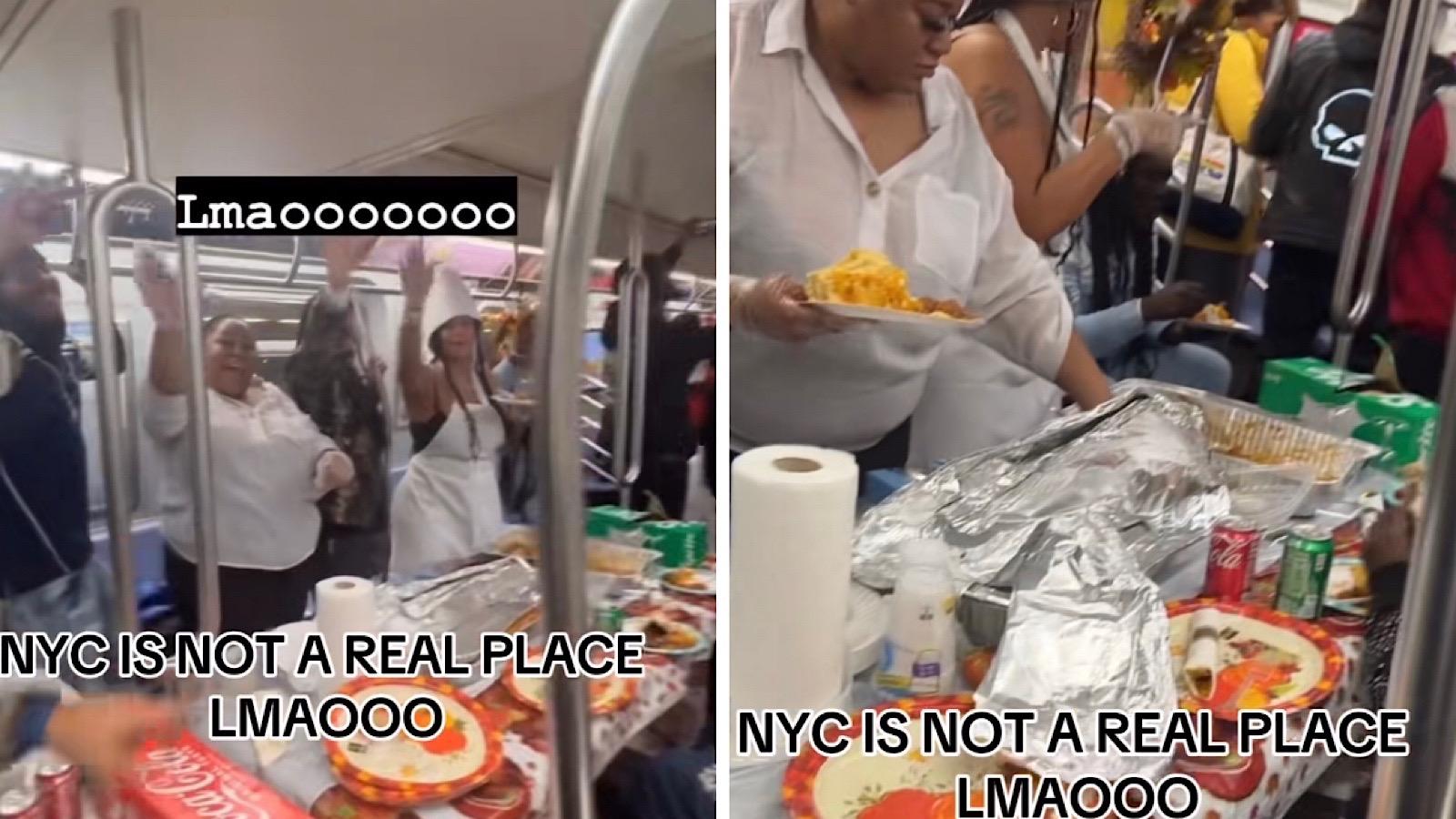 thanksgiving meal on nyc train