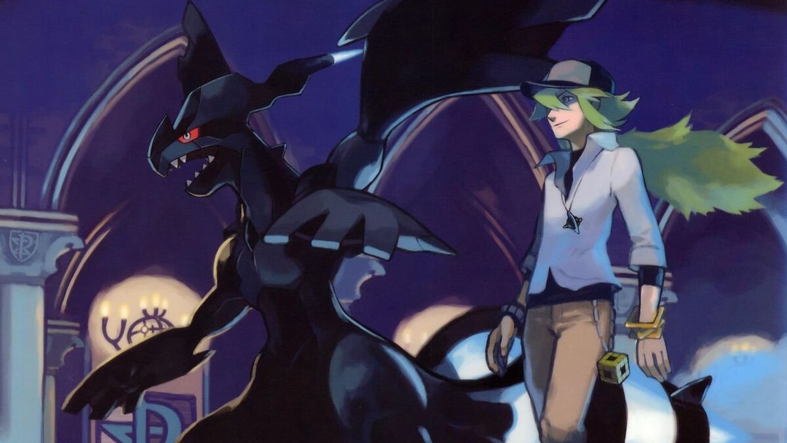 N and Zekrom together in official Pokemon Black & White artwork