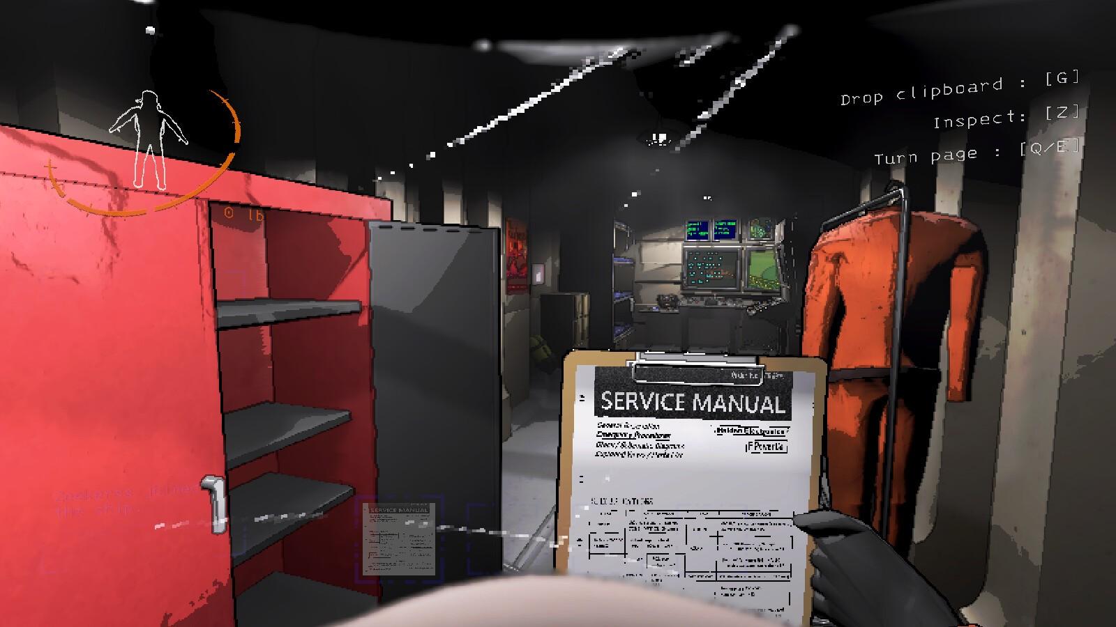 An screenshot from Lethal Company featuring a player holding a clipboard.