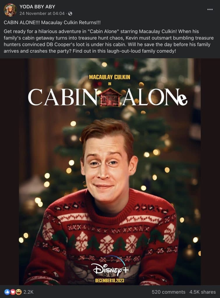 The fake poster for Cabin Alone