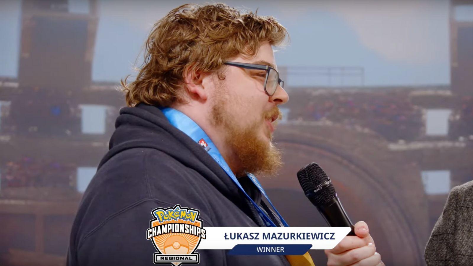 Lucas Mazurkiewicz being interviewed after Gdansk Pokemon TCG regionals win