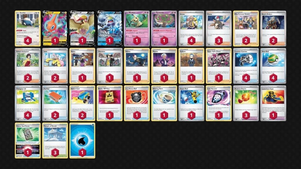 Snorlax stall deck list of Pokemon TCG cards that won the Gdansk regionals.