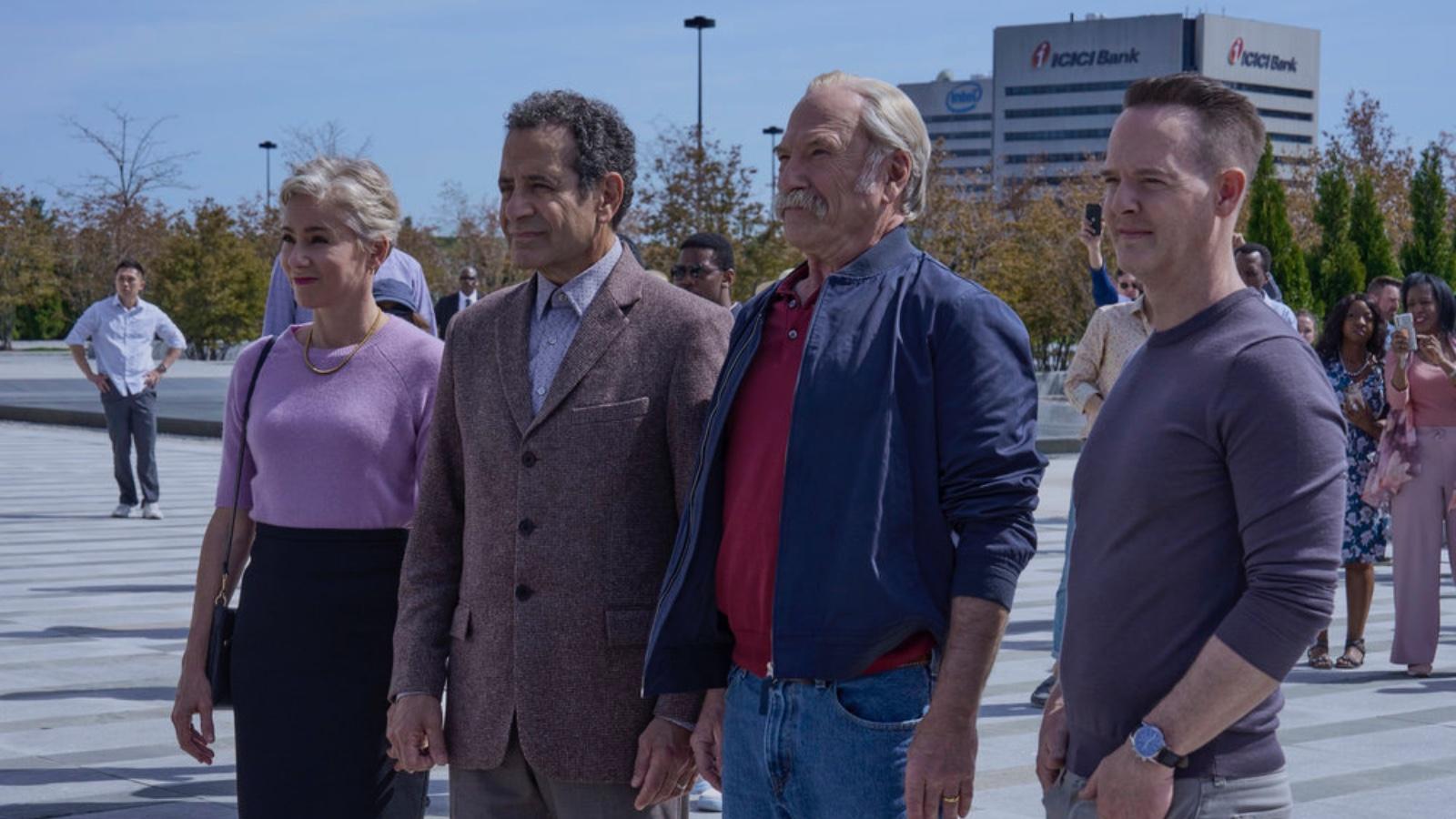 Traylor Howard as Natalie Teeger, Tony Shalhoub as Adrian Monk, Ted Levine as Leland Stottlemeyer, Jason Gray-Stanford as Randy Disher